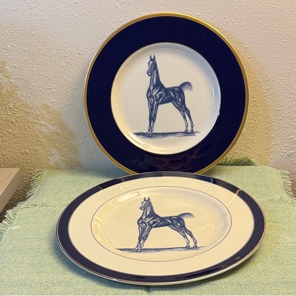 Other - Elegant Blue and Gold Horse Design Plates